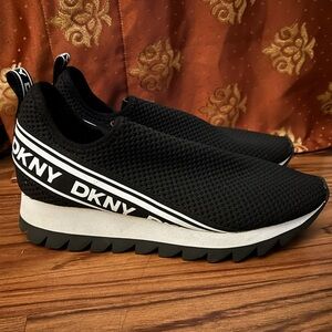 DKNY Black and White Athletic Slip-Ons